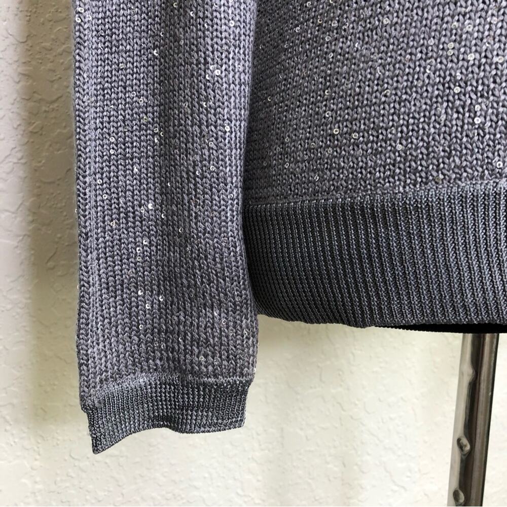 Whbm Tan And Gray Color Block Sequin Sweater Size… - image 4